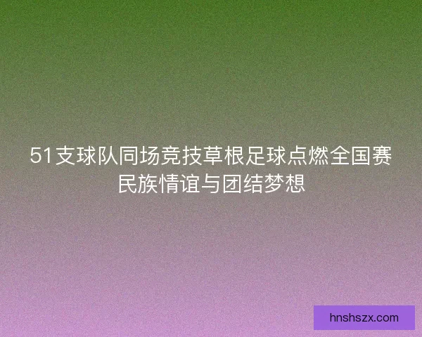 51支球队同场竞技草根足球点燃全国赛民族情谊与团结梦想 51支球队同场竞技草根足球点燃全国赛民族情谊与团结梦想