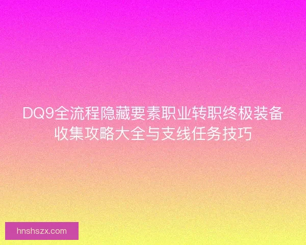 DQ9全流程隐藏要素职业转职终极装备收集攻略大全与支线任务技巧